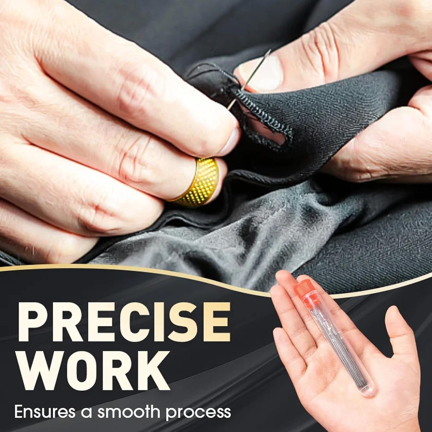 Big Eye Steel Sewing Needles Kit, 2025 New Stainless Steel Sewing Needle for Hand Sewing, 34PCS Big Eye Steel Needles Set - Long & Thin Handmade Quilting & Sewing Needles Kit for DIY Sewing (34pcs)