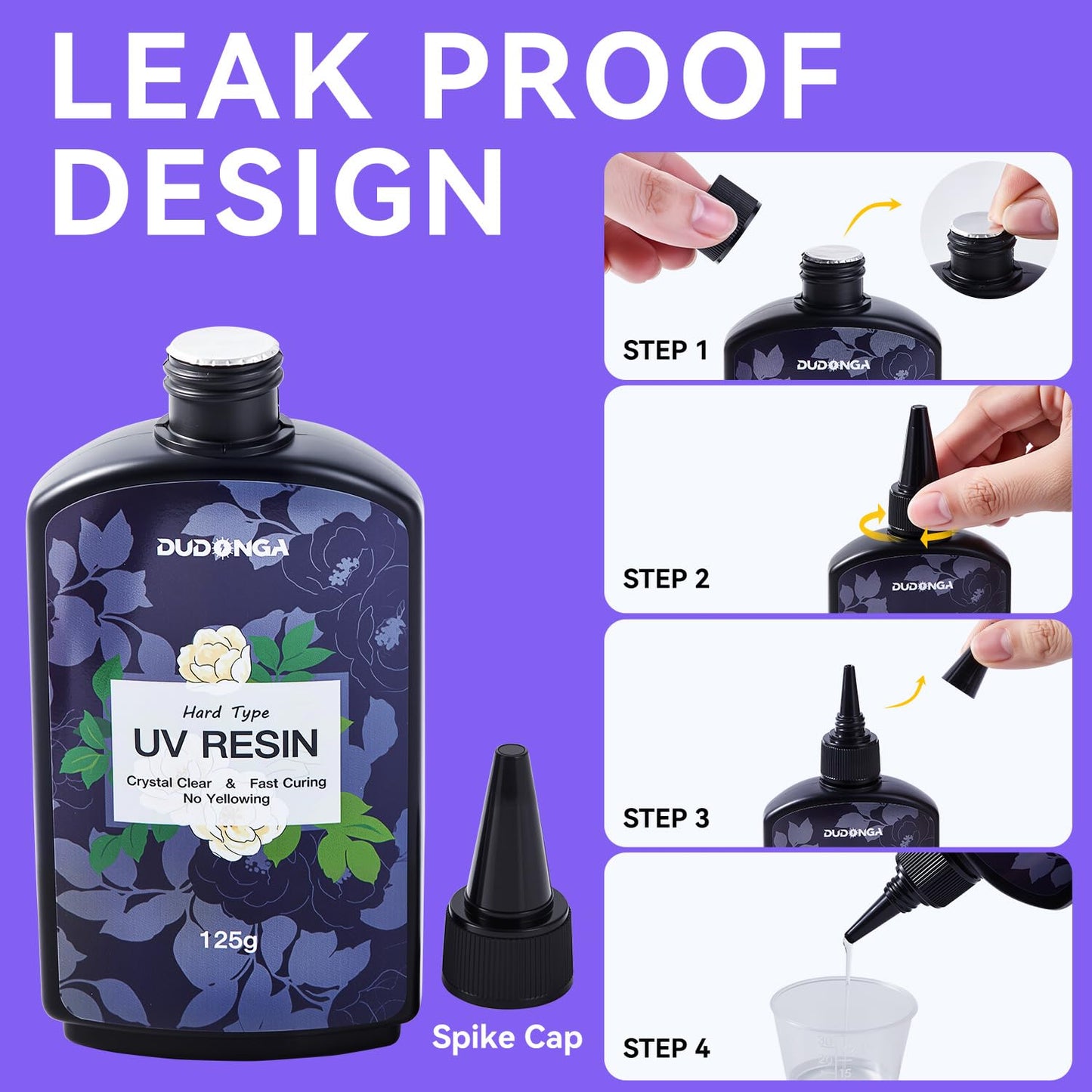 UV Resin 250g, DUDONGA Low Viscosity Crystal Clear Ultraviolet Thin Epoxy Resin, Quick-Curing & Low Shrinkage UV Glue Kit for Crafts, Jewelry Making, Casting