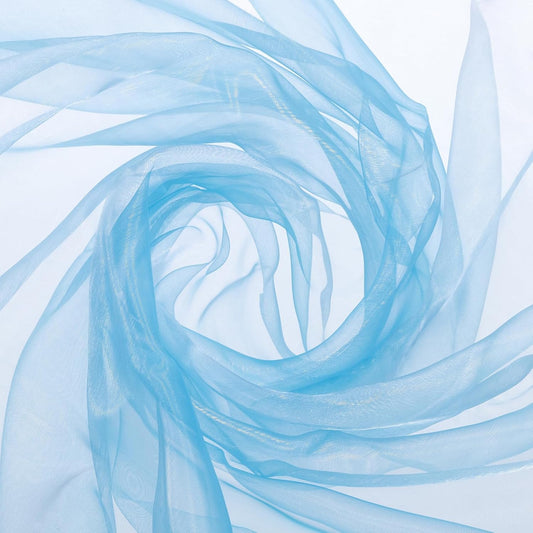 MECCANIXITY Iridescent Sheer Organza Fabric, 2 Yards x 59 Inches Solid Holographic Shiny Fabric Organza Cloth for Wedding, Curtains, Costume, Photo Background, Gradient Light Blue