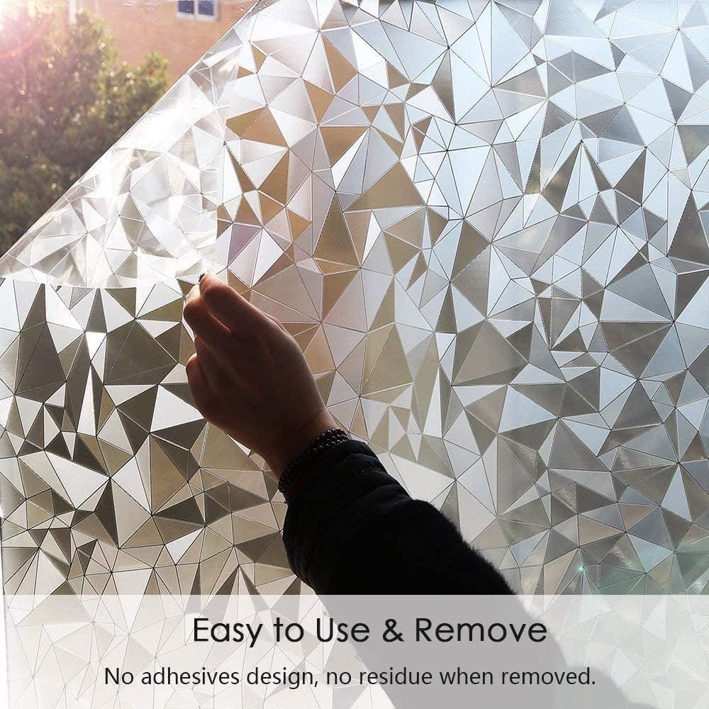 Niviy 3D No Glue Static Cling Window Films Privacy Cut Glass Window Sticker for Bathroom Office Kitchen Window Decor 41.2"x 157.4"