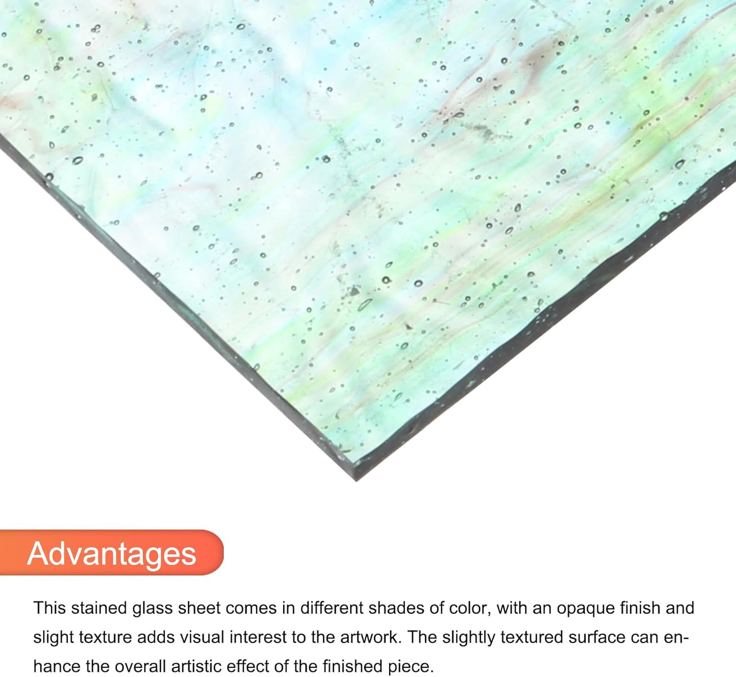 MECCANIXITY 2 Pcs Stained Glass Sheet Mosaic Tile 7.9 Inch x 5.9 Inch Cyan Stained Glass Sheets for Crafts DIY Art Project