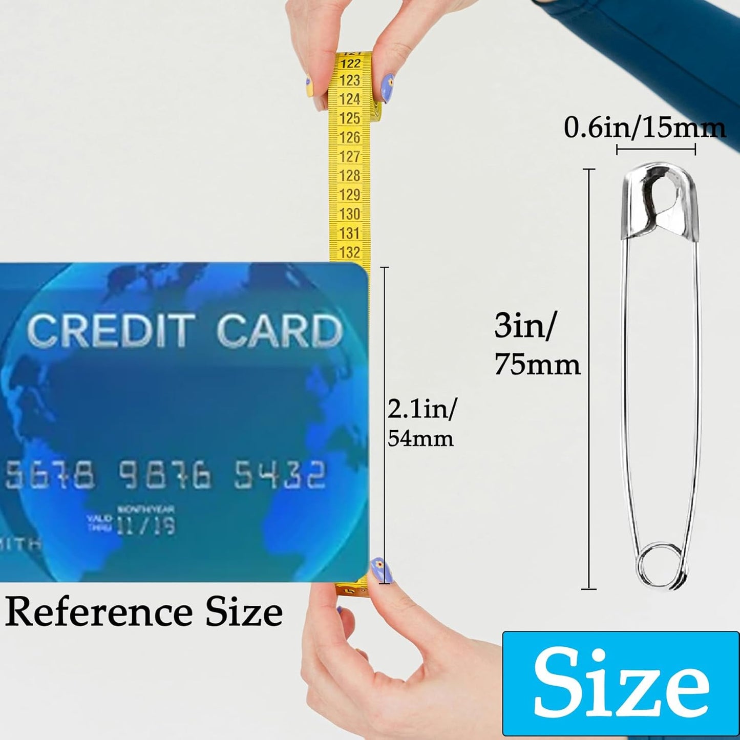 60PCS-3Inch Large Silver Safety Pins, Rust-Resistant Nickel Plated Steel, Sharp Edge, Multi-Use