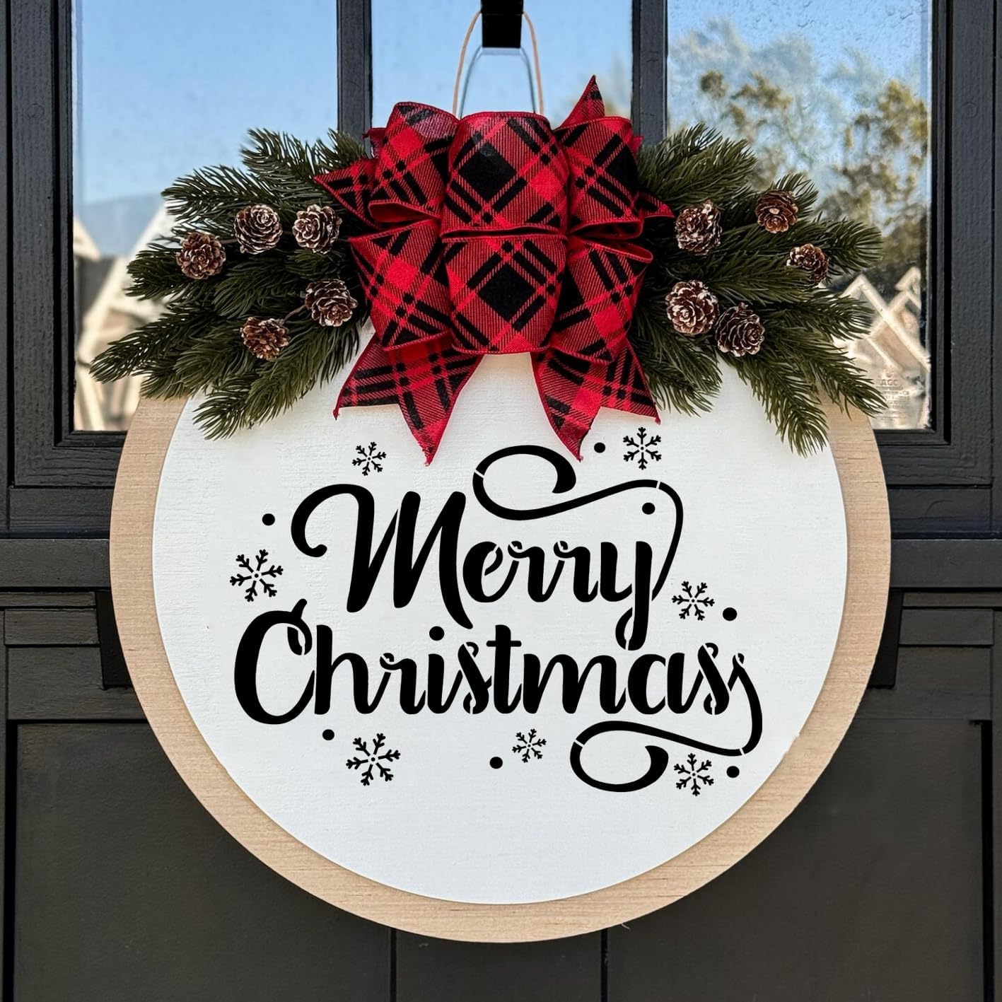 Christmas Stencils for Crafts Reusable Christmas Window Stencil Xmas Village House Holiday Stencils for Painting on Wood Door Mats Fabrics Decor