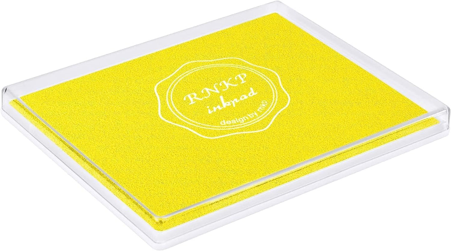 RNKP Large Yellow Ink Pad for Rubber Stamps, 5 × 4 inch Ink Stamp Pads Permanent for Paper Wood Fabric (Yellow)…