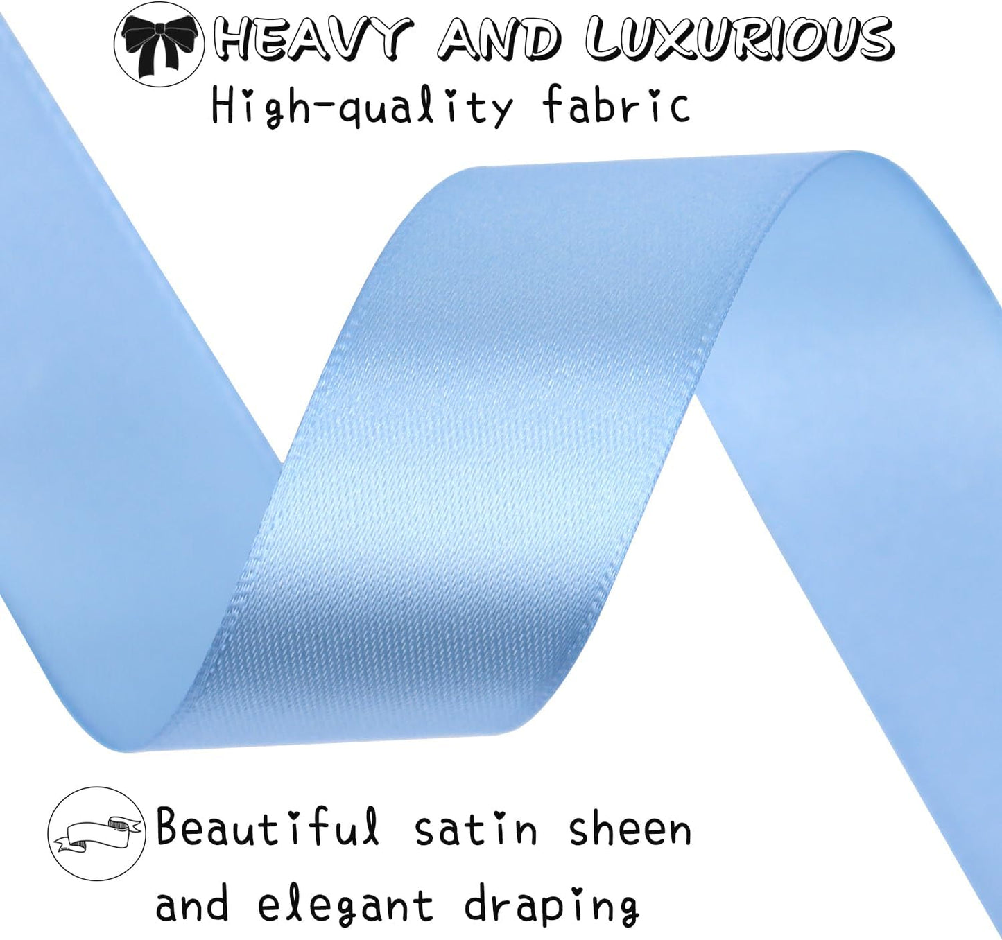 Lake blue Solid Satin Ribbon 1 Inch 25 Yards Solid Polyester Fabric Ribbon for Gift Wrapping Wedding Christmas Baby Shower Birthday Party Decoration Handmade Immortal Flower Craft