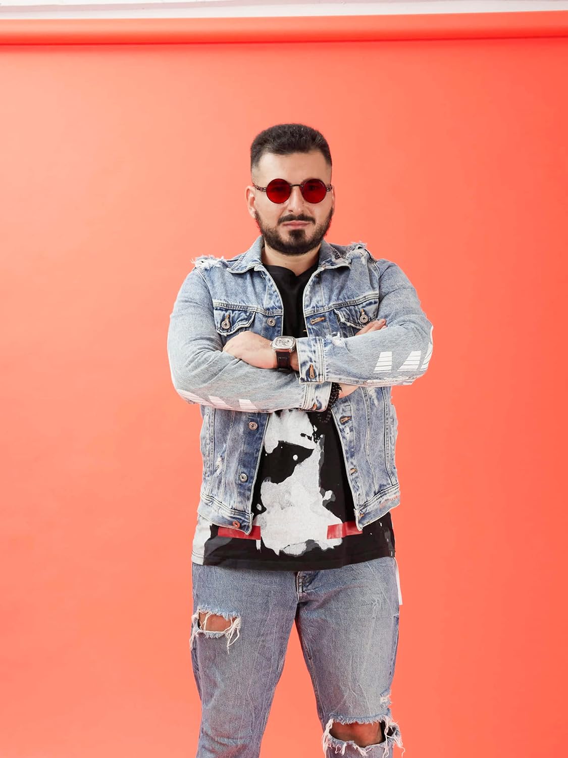 Huamei Seamless Photography Background Paper, Photo Backdrop Paper 53 Inches Wide x 16 Feet, (4.4x16 Feet) (Bright Orange)