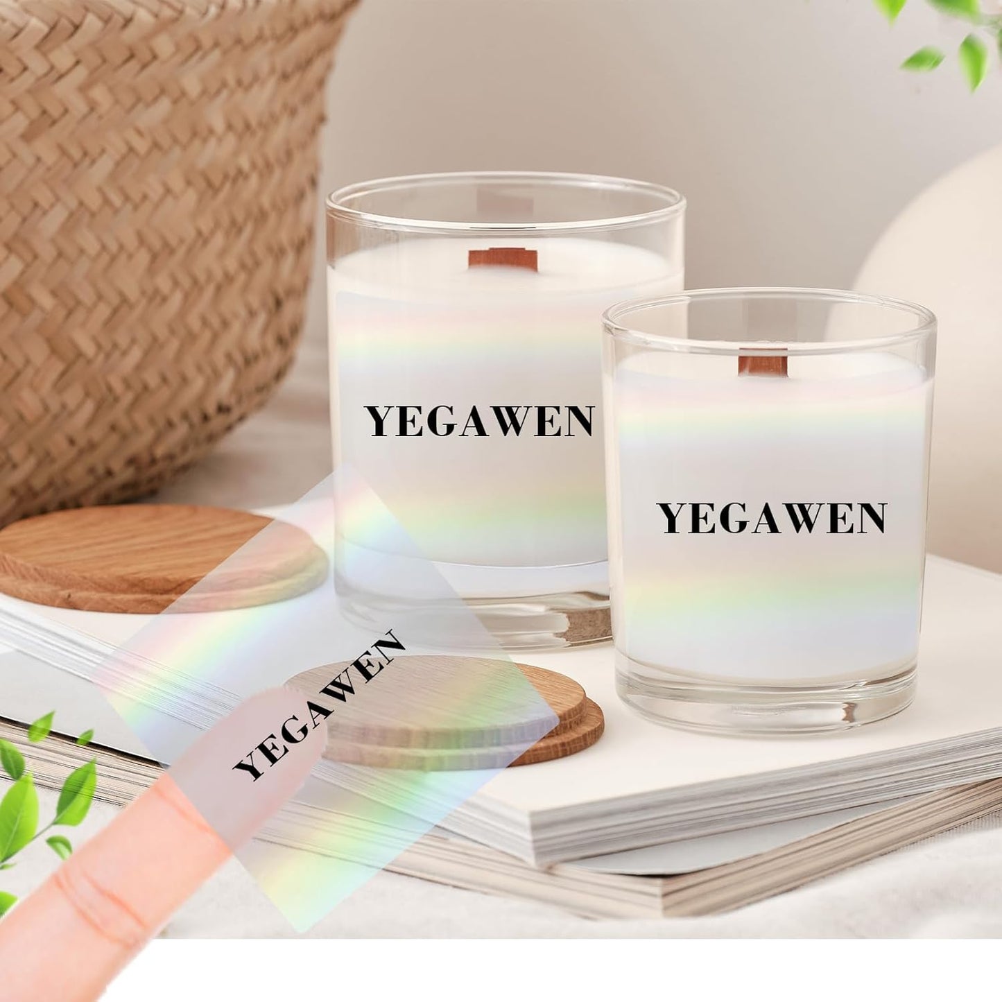 3 Inch Square Transparent Thermal Label Stickers, Holographic Clear Self-Adhesive Direct Thermal Labels, Perforation Line Design& Waterproof- 200 Sheets