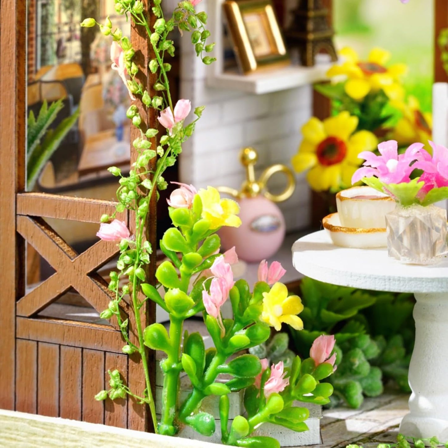 DIY Miniature House Kit, Mini House Building Kit with LED & Dust Cover, DIY Wooden Dollhouse Miniature Kit for Adults Teen, Wooden Crafts Lovely Dollhouse Kit, Leisure Time