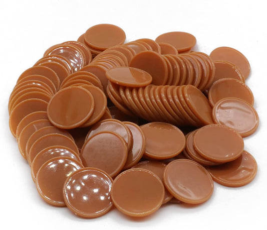Set of 100 Opaque Plastic Learning Counters Mini Poker Chips Game Tokens with Storage Box (Chocolate, 1.26 Inch)