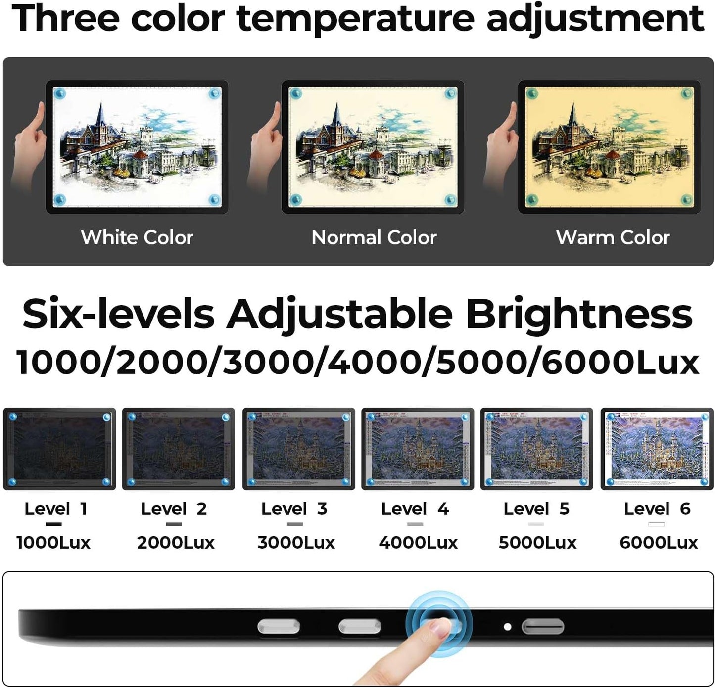 Heanolier A3 Artist tracing Light Box Copy Table,(18.2" L x 13.4" W) Super Bright Magnetic Light Pad with Side Buttons,USB-C Power Dimmerable Light Board for Diamond Painting,Tattoo Drawing,Sketching