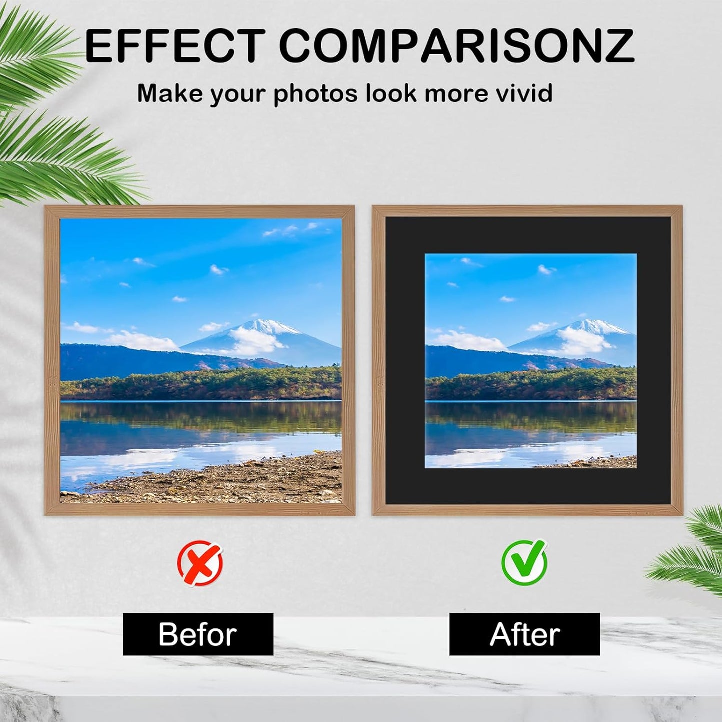 15 Pack 12x12 Black Picture Mats, Frame Mattes for 8x8 Pictures Display Photo Frame Mat Core Bevel Cut Mat Board Show Kit for Photos, Prints, Artworks