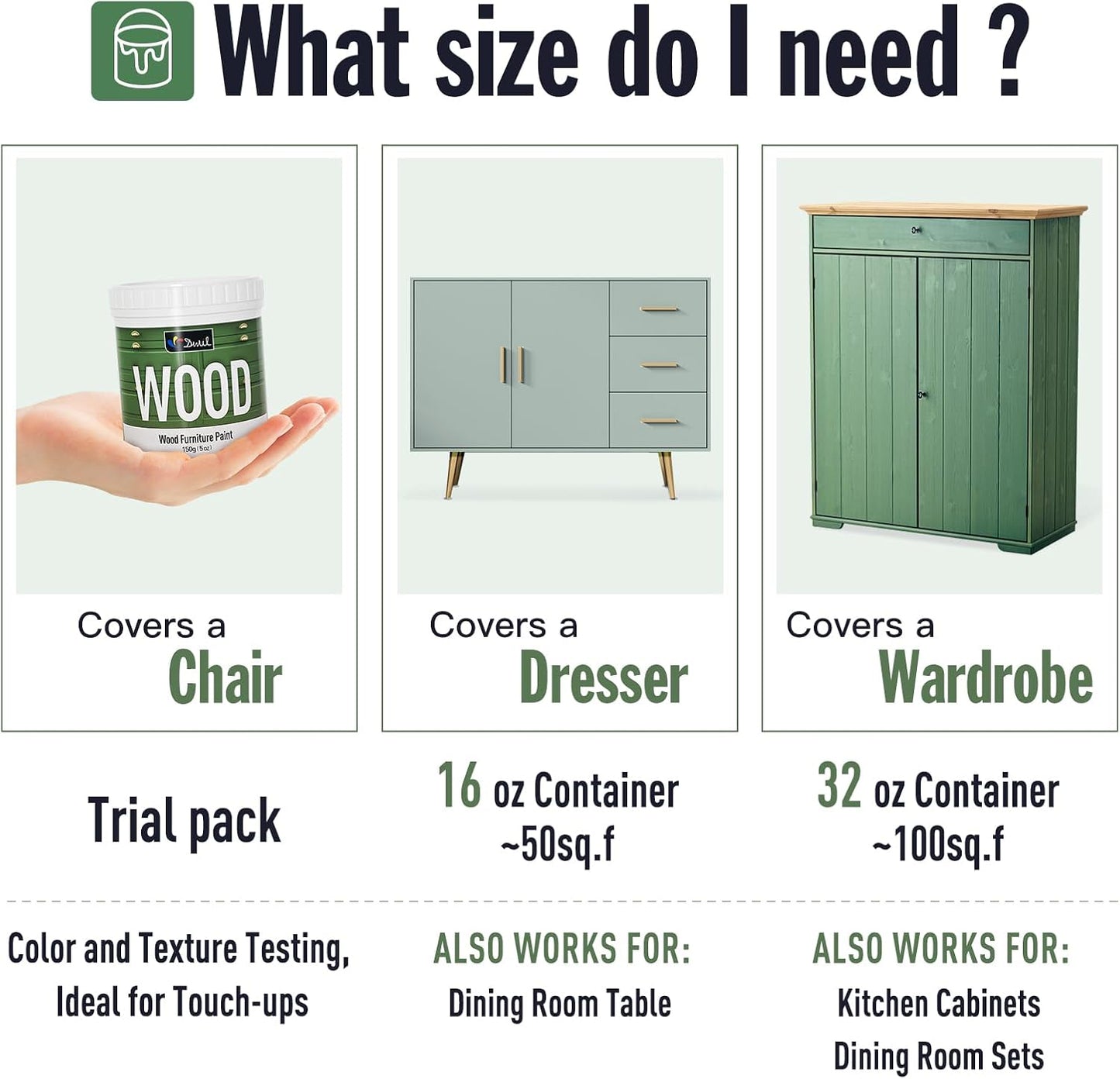 DWIL Matte Finish Furniture Paint - 5 Oz Wood Paint for Cabinets, Doors, Tables, and Dressers Refinishing - Water-Based, Non-Toxic & Odorless, Easy to Apply(Bronze blue)-Trial Pack