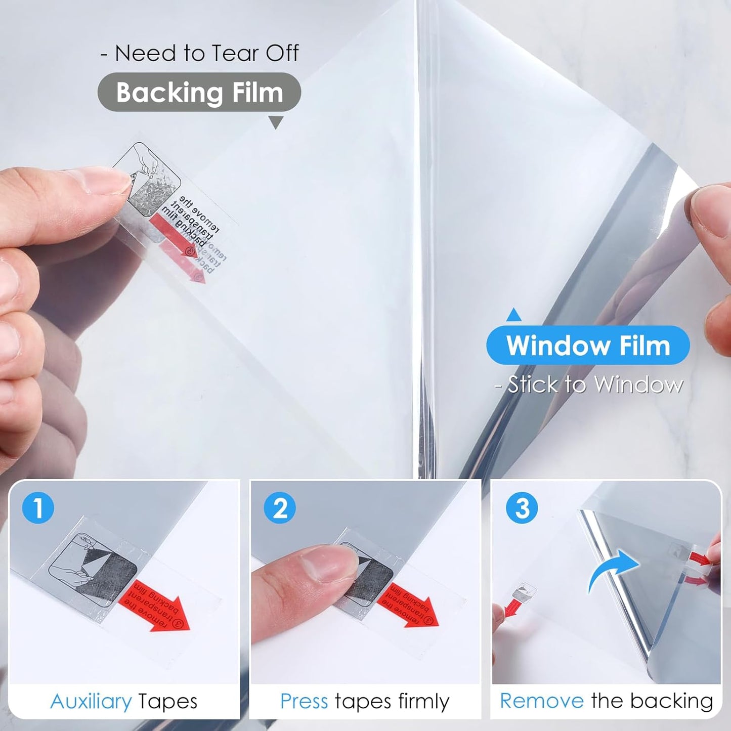 Homein One Way Window Privacy Film, Heat Blocking Reflective Mirror Window Tint for Home See Out Not in, Sun Blocker UV Protection Peel and Stick House Glass Door, 17.5 in X 6.5 Feet, Silver