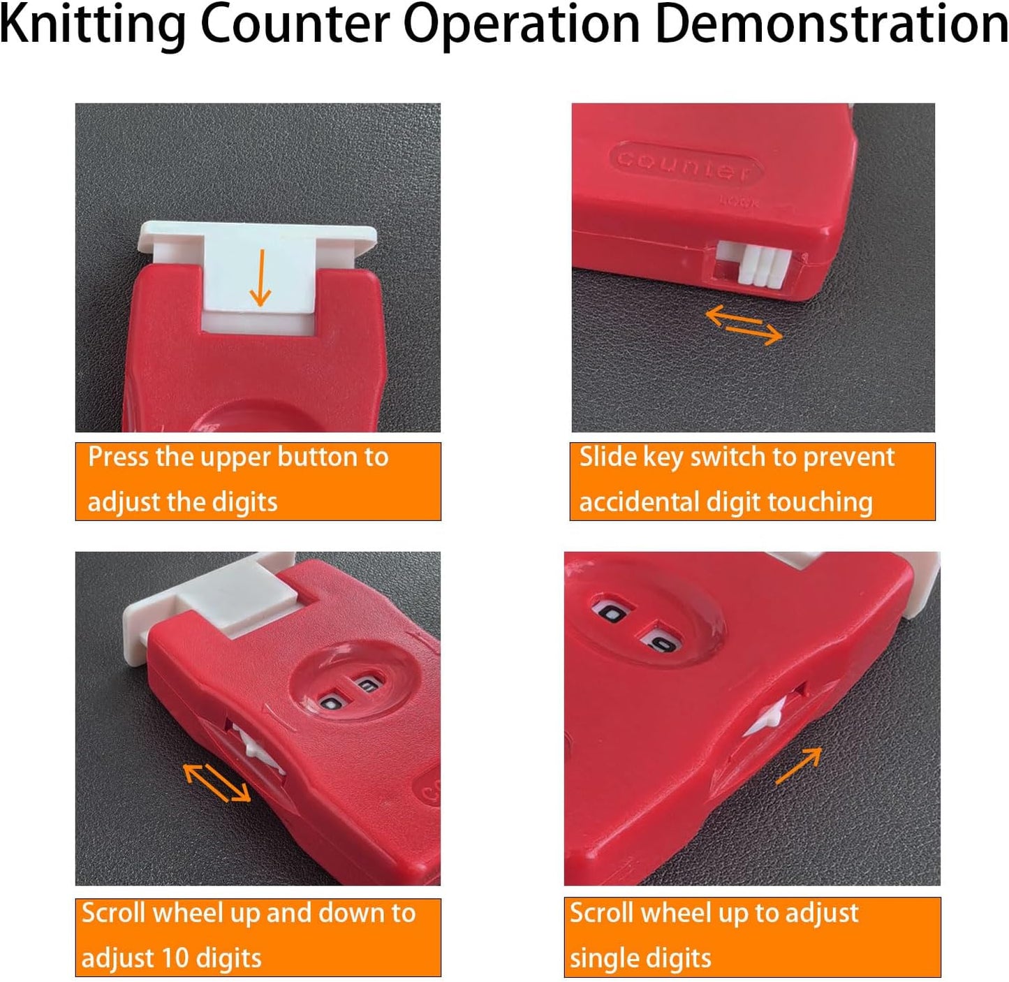 2 Pieces Knitting Counters, Knitting Needle Marking Tool, Plastic Knitting Stitch Counter, Crochet Yarn Row Counter Red