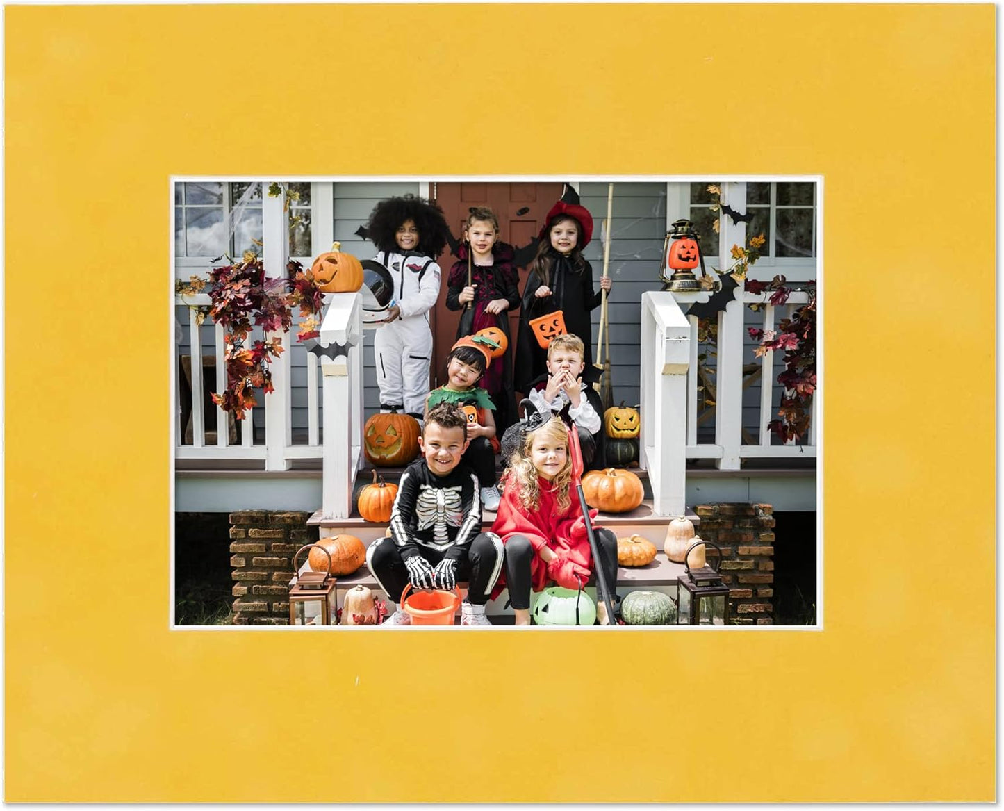 8x10 Mat Bevel Cut for 5.5x8.5 Photos - Acid Free Sunrise Yellow Suede Precut Matboard With Backing Board and Crystal Clear, Self Seal Photo Mat Bag - For Pictures, Photos, Framing - 4-ply Thickness