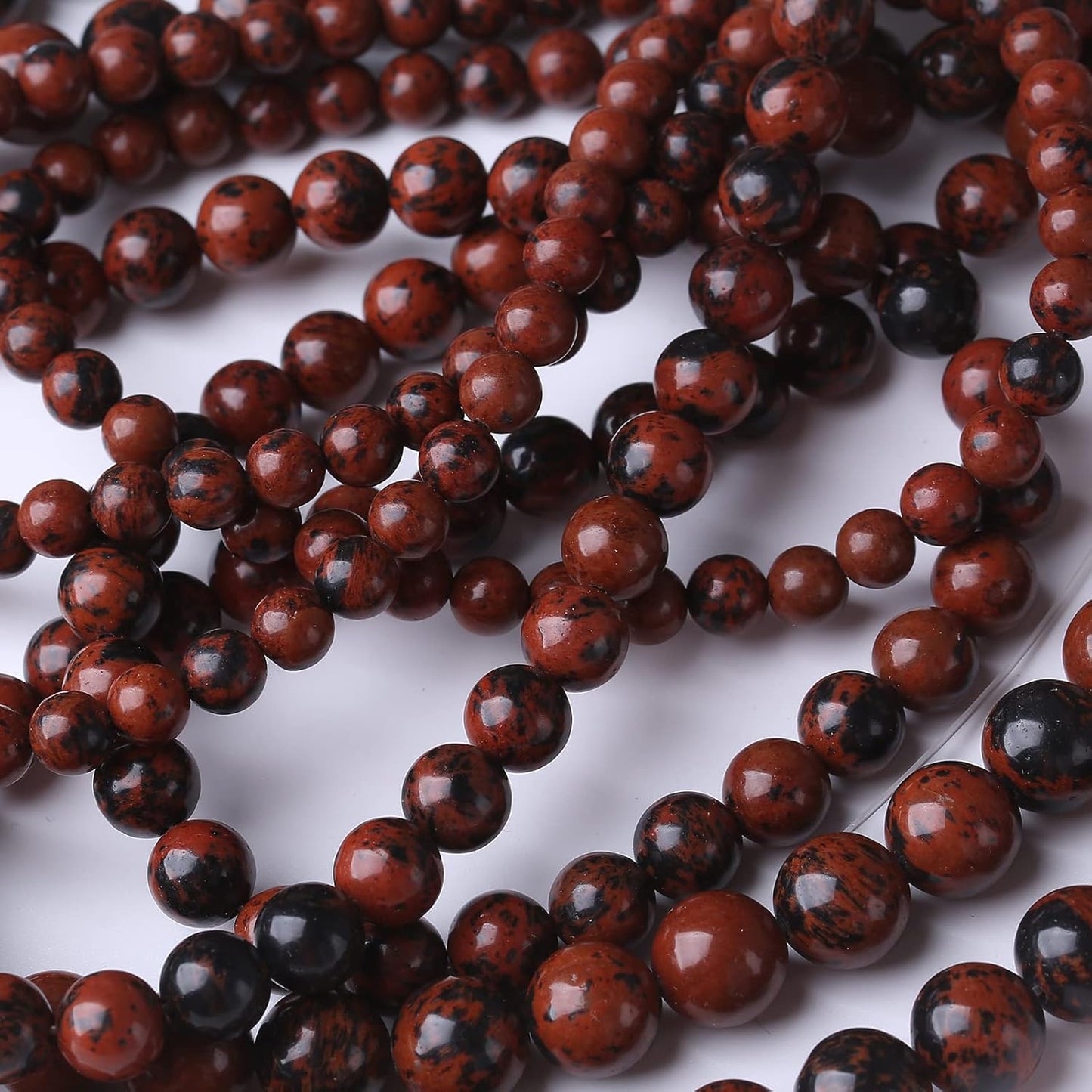 90PCS 4MM Red Black Jasper Natural Gemstone Round Stone Beads for Jewelry Making DIY Energy Stone Healing Power Bracelet 15"