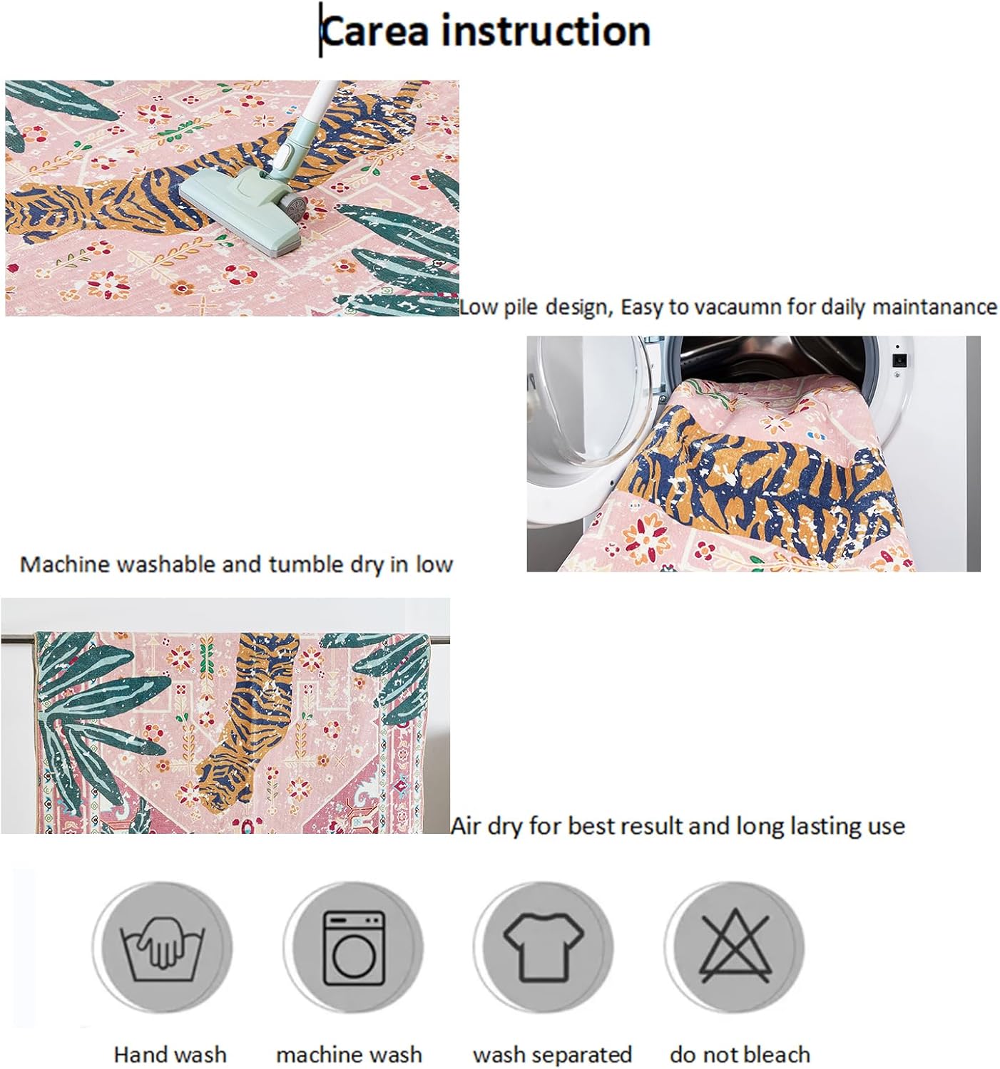 Tribal Rugs, 3x5 Pink Boho Small Area Rugs for Bathroom Kitchen Small Indoor Entryway Rug Modern Vintage Distressed Summer Tropical Jungle Carpet Non-Slip Washable