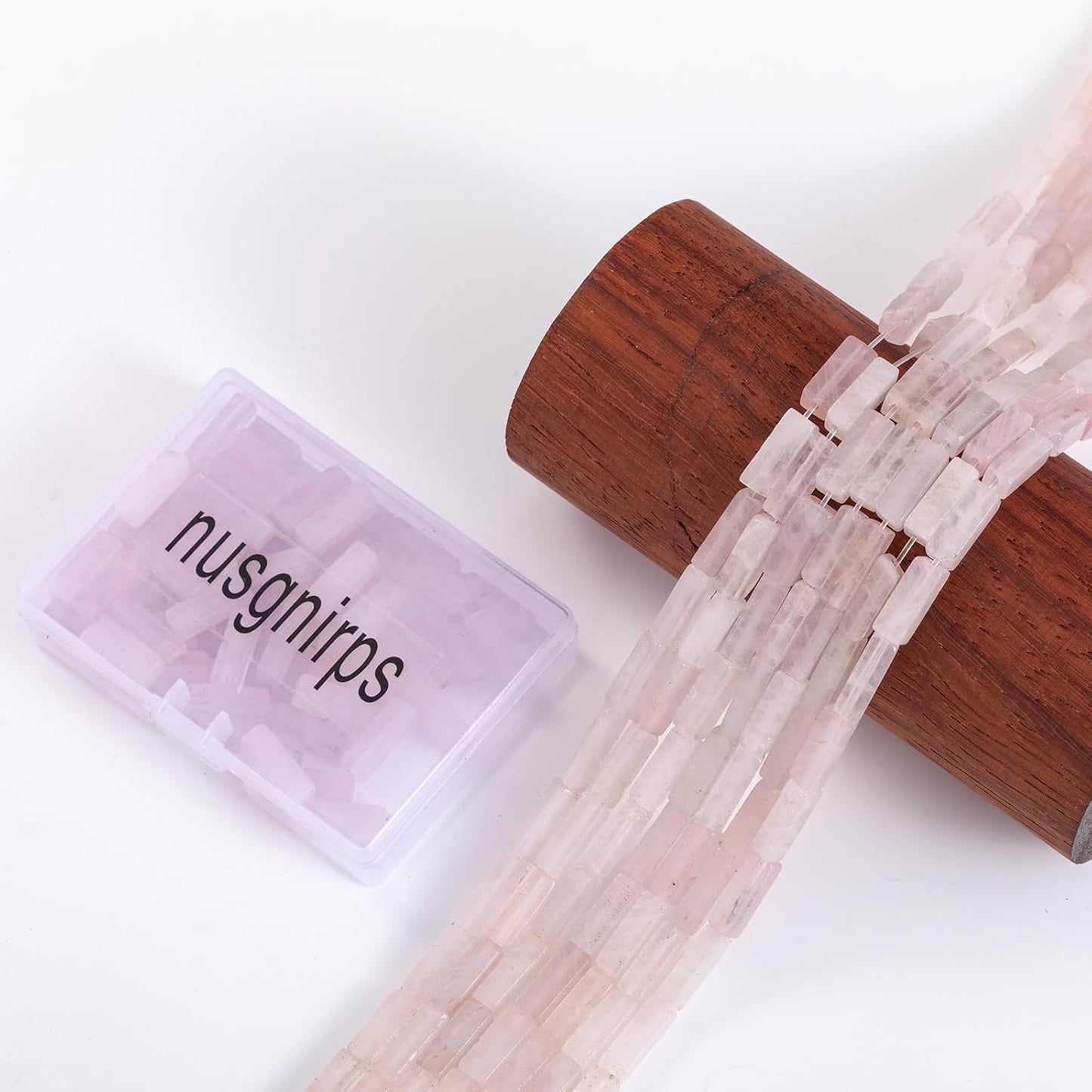 Natural Rose Quartz Crystal Rectangle Tube Beads 4x13mm 38cm/str Loose Semi Gemstone Stone Beads for Making Bracelets Necklace Earrings