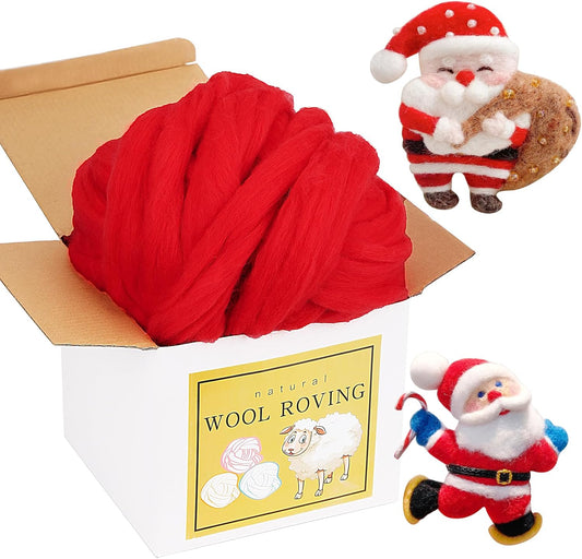 Wool Roving Bulk - 8.82oz Super Wool Chunky Yarn, Wool Roving Top for Needle Felting, Soft Felting Wool Supplies for Hand Spinning, Blending, Weaving and DIY Craft