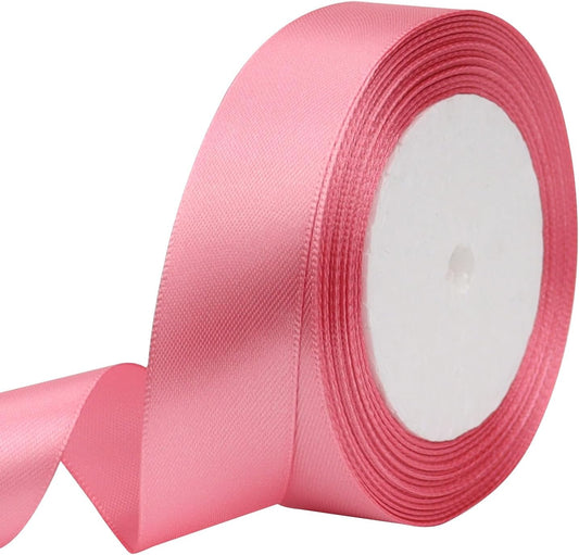 Rose Gold Solid Satin Ribbon 1 Inch 25 Yards Solid Polyester Fabric Ribbon for Gift Wrapping Wedding Christmas Baby Shower Birthday Party Decoration Handmade Immortal Flower Craft