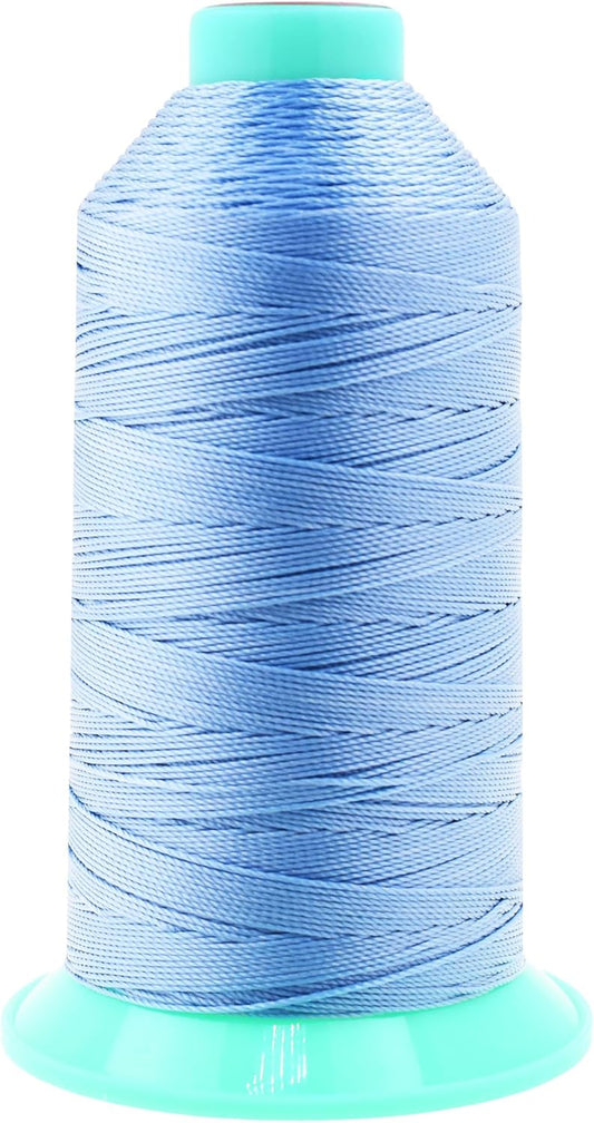 Mandala Crafts Bonded Nylon Thread Light Blue Heavy Duty Sewing Threads - 800 YDs Size 277 840D T270 Tex 270 Thread for Leather Jeans Weaving Outdoor Marine Upholstery Threads