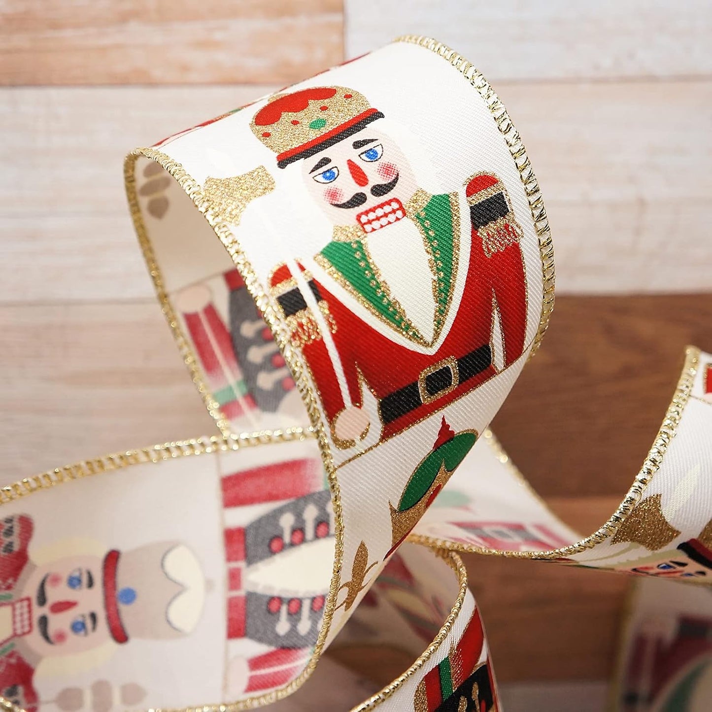 CT CRAFT LLC Ivory Satin Toy Soldier with Wired Ribbon 2.5 Inch x 10 Yards for Christmas Home Decor Tree Topper Bow Gift Wrapping DIY Crafts Wreath Garland