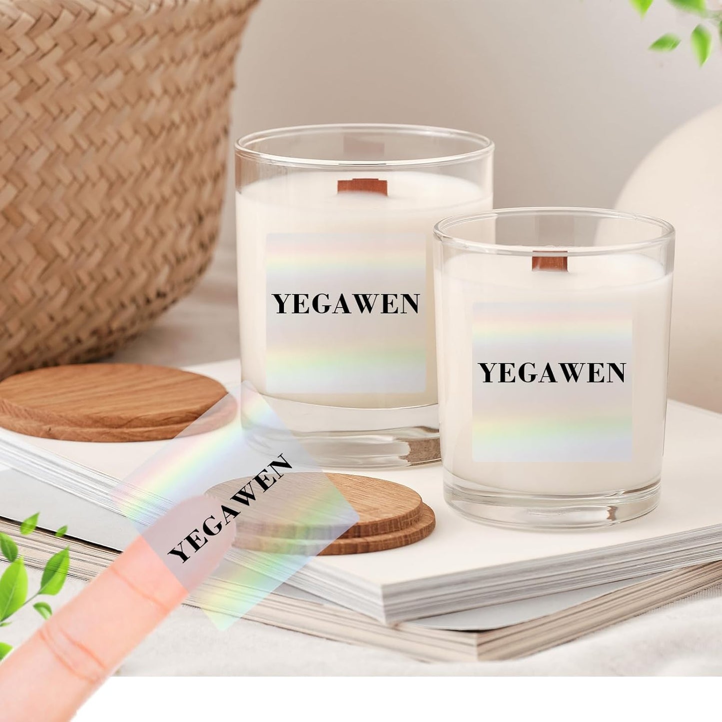 2 Inch Square Transparent Thermal Label Stickers, Holographic Clear Self-Adhesive Direct Thermal Labels, Perforation Line Design& Waterproof- 200 Sheets