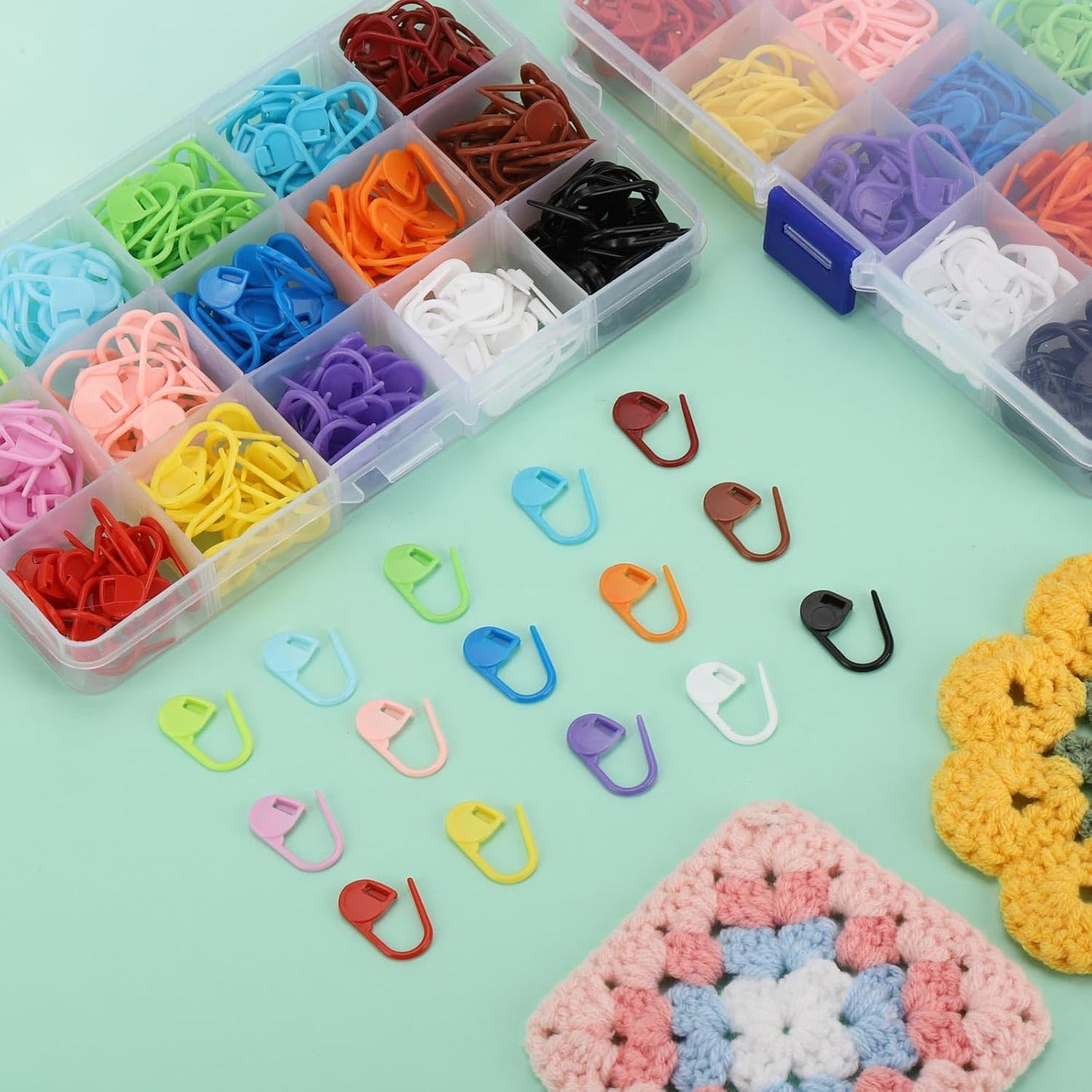 600Pcs Stitch Markers for Crocheting,15 Colors Crochet Stitch Markers for Knitting and Crafting