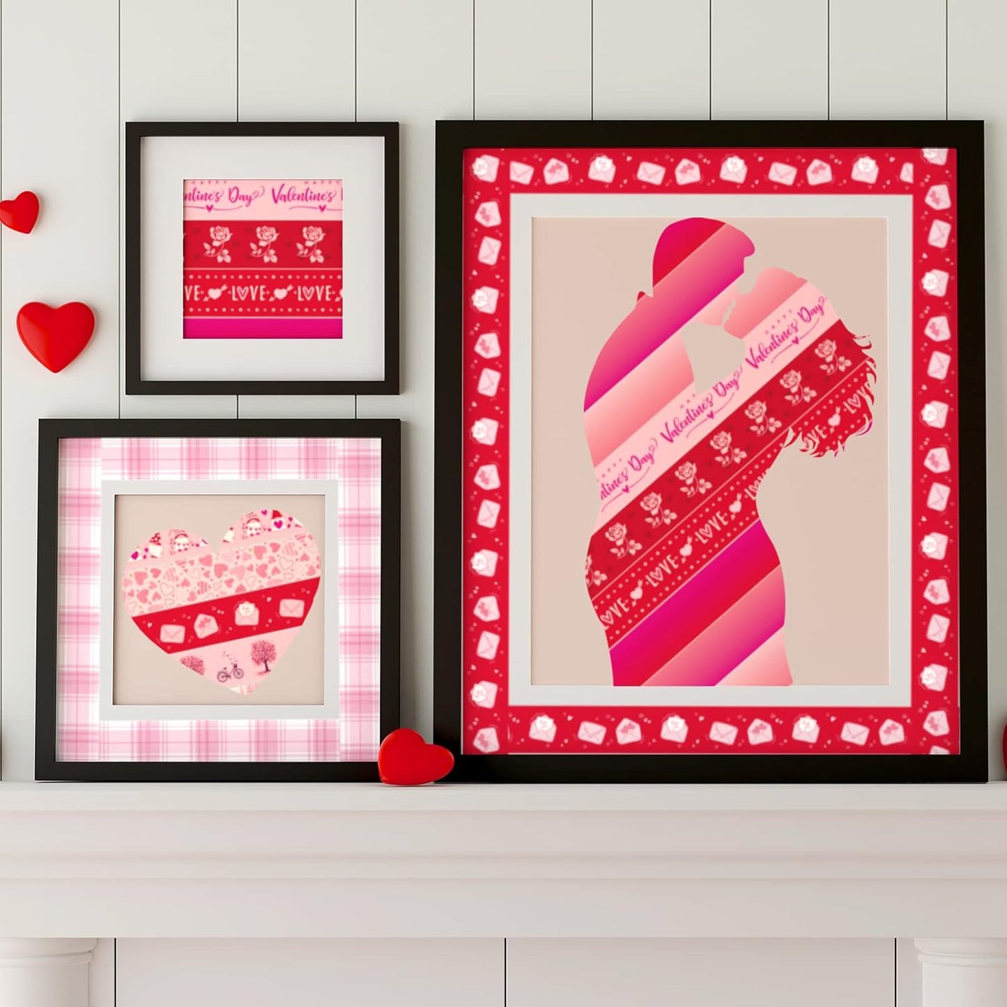 Whaline 12 Rolls Valentine Washi Tape Red Pink Heart Gnome Love Masking Tape for Wedding Scrapbook DIY Craft Gift Wrapping, 0.6" x 16.4ft