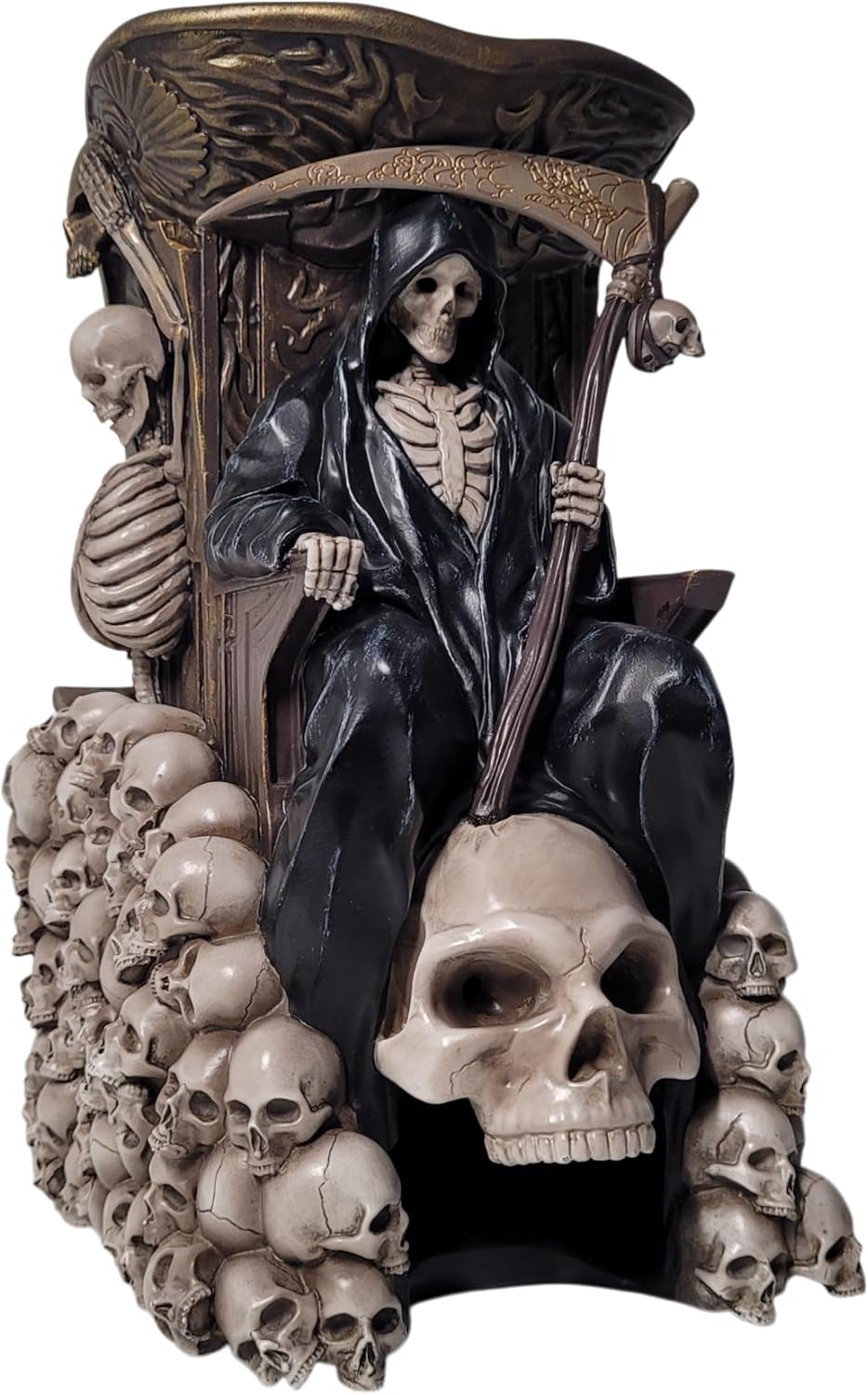 Forged Dice Co. Grim Bones Dice Tower with LED Skull Eyes - Hand Painted Grim Reaper Throne - Dice Rolling Tower Compatible with DND Accessories