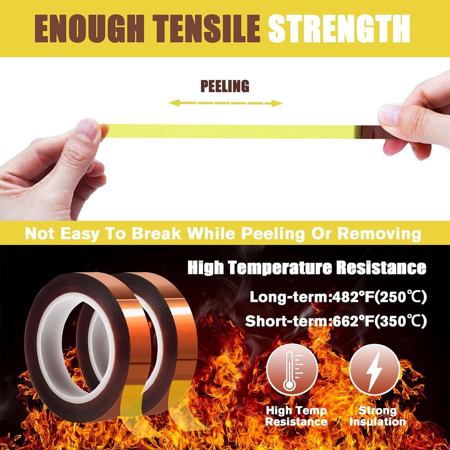 2 Rolls 10mm x16m(52FT) Heat Tape High Temperature Heat Resistant Tape Heat Transfer Tape for Heat Sublimation Press Vinyl,No Residue