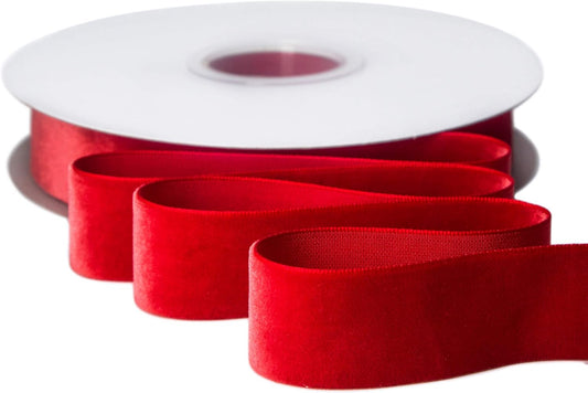 Ribbli Polyester Red Velvet Ribbon,1 Inch,10-Yard Spool,Use for Choker,Gift Wrapping,Floral Bouquets, Boutonnieres