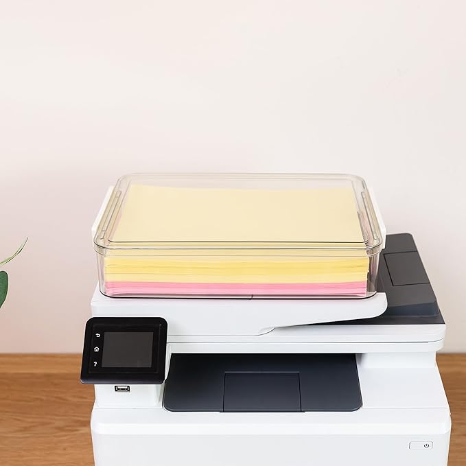 Citylife 2 PCS 6 Qt Plastic Storage Bins with Lids and Latches, Portable Stackable Storage Bins, Clear Plastic File Box for Organizing A4 Paper, Letters, Documents, Art Supplies, and Crafts