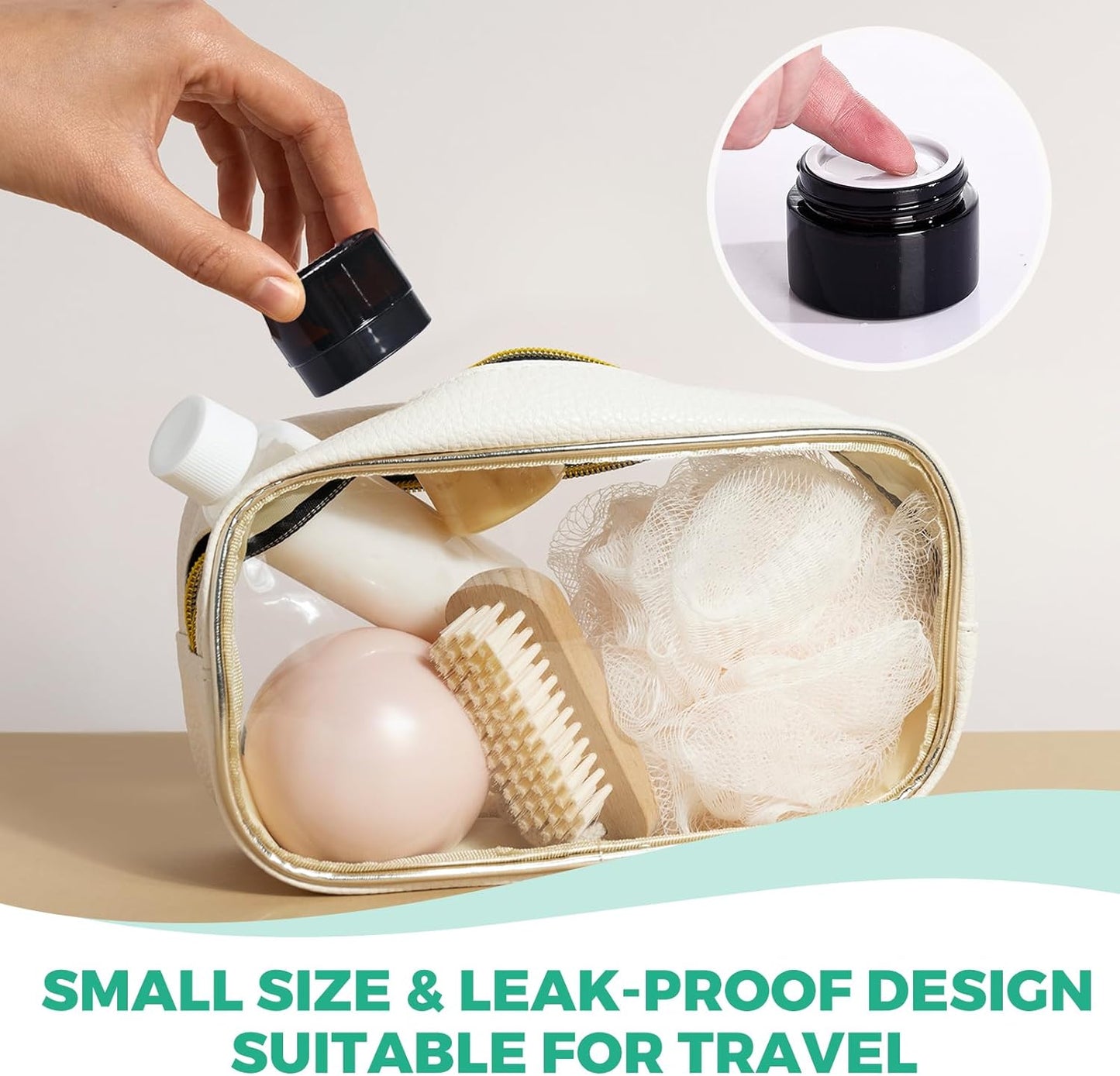 Amber Glass Jars with lids, 24 Pack 1oz Empty Cosmetic Jars, Refillable Airtight Wide Mouth Container for DIY, Sample, Cream, Lotion, Candle Making, Powder, Cosmetic