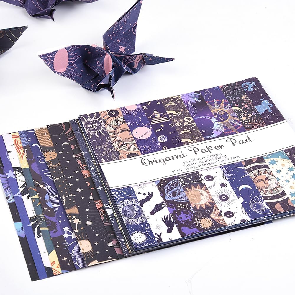 Origami Paper Kit 100 Sheets 70GSM 6 Inch Square Double Sided Color 100 Vivid Solid Colors for Hand Crafts Origami Paper Arts Creativity. Galactic System