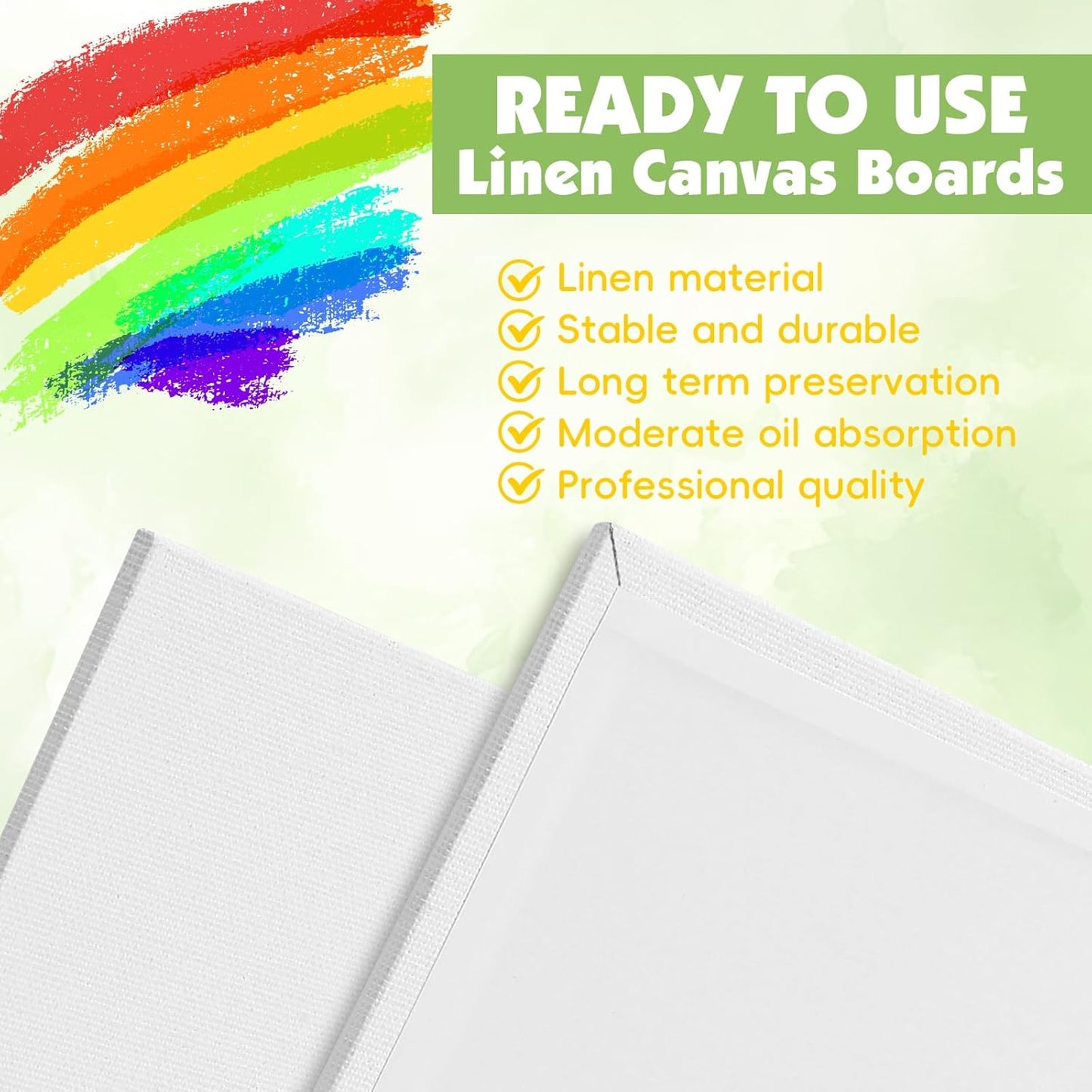 ESRICH Professional Linen Canvas for Painting, 5 Pack Linen Canvas Panels 8x10 Primed Acid Free Blank Canvas Boards for Painting for Artists, Painters