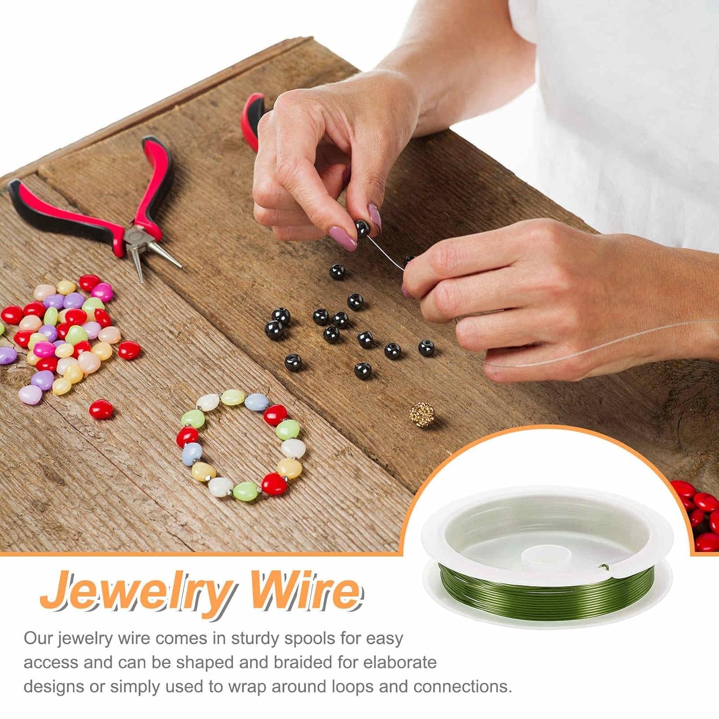 HARFINGTON 10ft Jewelry Wire, 22 Gauge (0.7mm) Brass Craft Soft Metal Tarnish Resistant Copper Beading Wire for Jewelry Making Supplies Crafting, Green