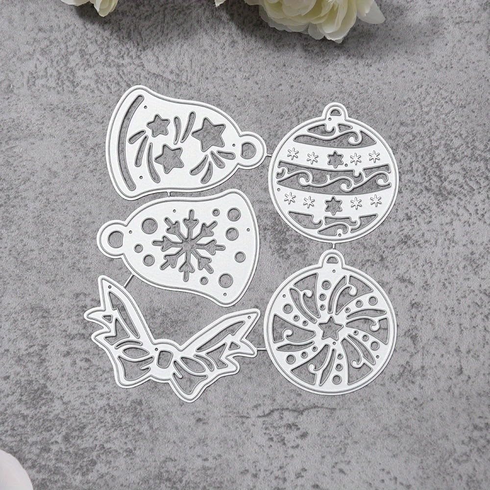 Lapoo Festivals Metal Cutting Die for Scrapbooking - Durable, Cut Stencils for DIY Scrapbook Photo Album Decorative Paper Card, Card Making Supplies, Embossing (Christmas Bells and Bows 4.7 x 4.6 in)