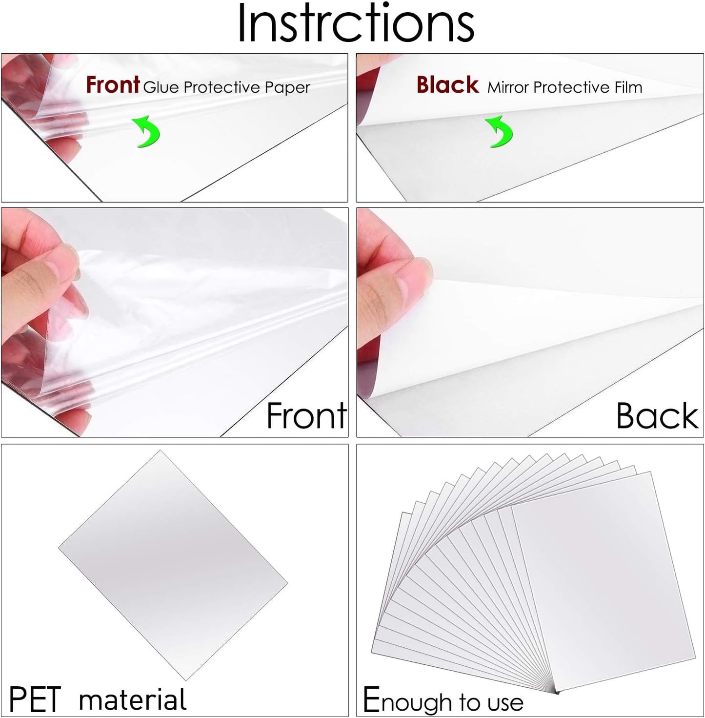 BBTO 20 Pcs Mirror Sheets, 4''x 6'' Self Adhesive Non Glass Cut to Size Mirror Stickers Tiles, Safe Unbreakable Plastic Small Frameless for Classroom, Childroom & DIY Craft