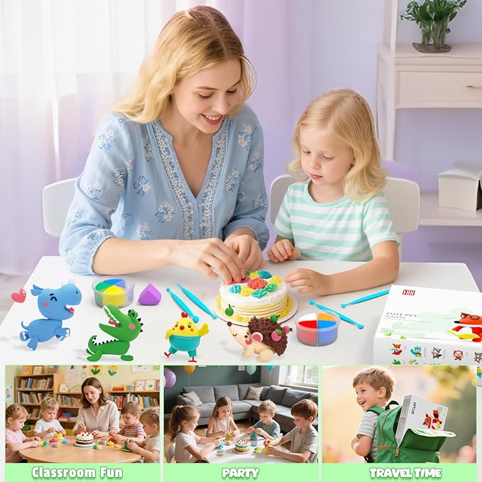 Air Dry Clay for Kids - Modeling Clay Kits, Ultra Light & Soft, Safe & Non-Toxic, 12 Boxes DIY Model Magic Clay with Sculpting Tools & Tutorials, Individual Packs, Creative Art Crafts Toys Gifts