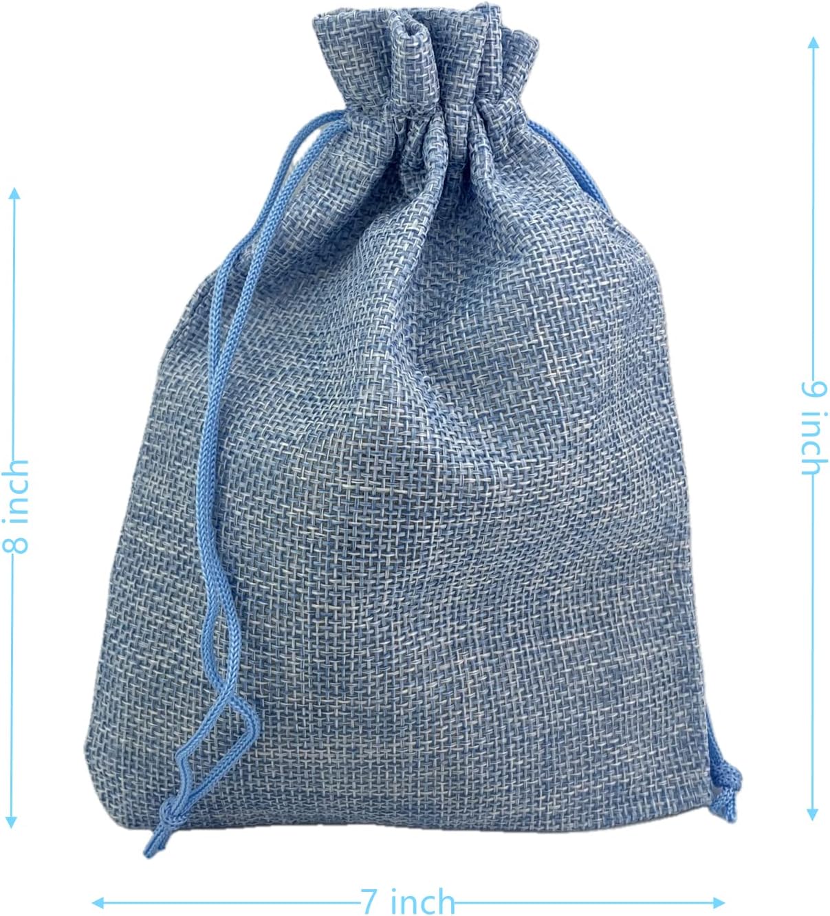 Palmhomee Pack of 25 Burlap Gift Bags with Drawstring Linen Jewelry Pouches Wedding Hessian Jute Bags for Birthday and Treat Pouches Party Wedding Favors Gift (7x9 Inch, Sky Blue)