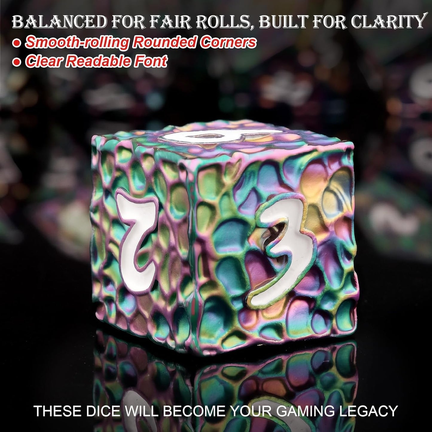 Haxtec DND Dice Set Metal Dice Compatible with Dungeons and Dragons D&D Gift TTRPG Rainbow Polyhedral Dice