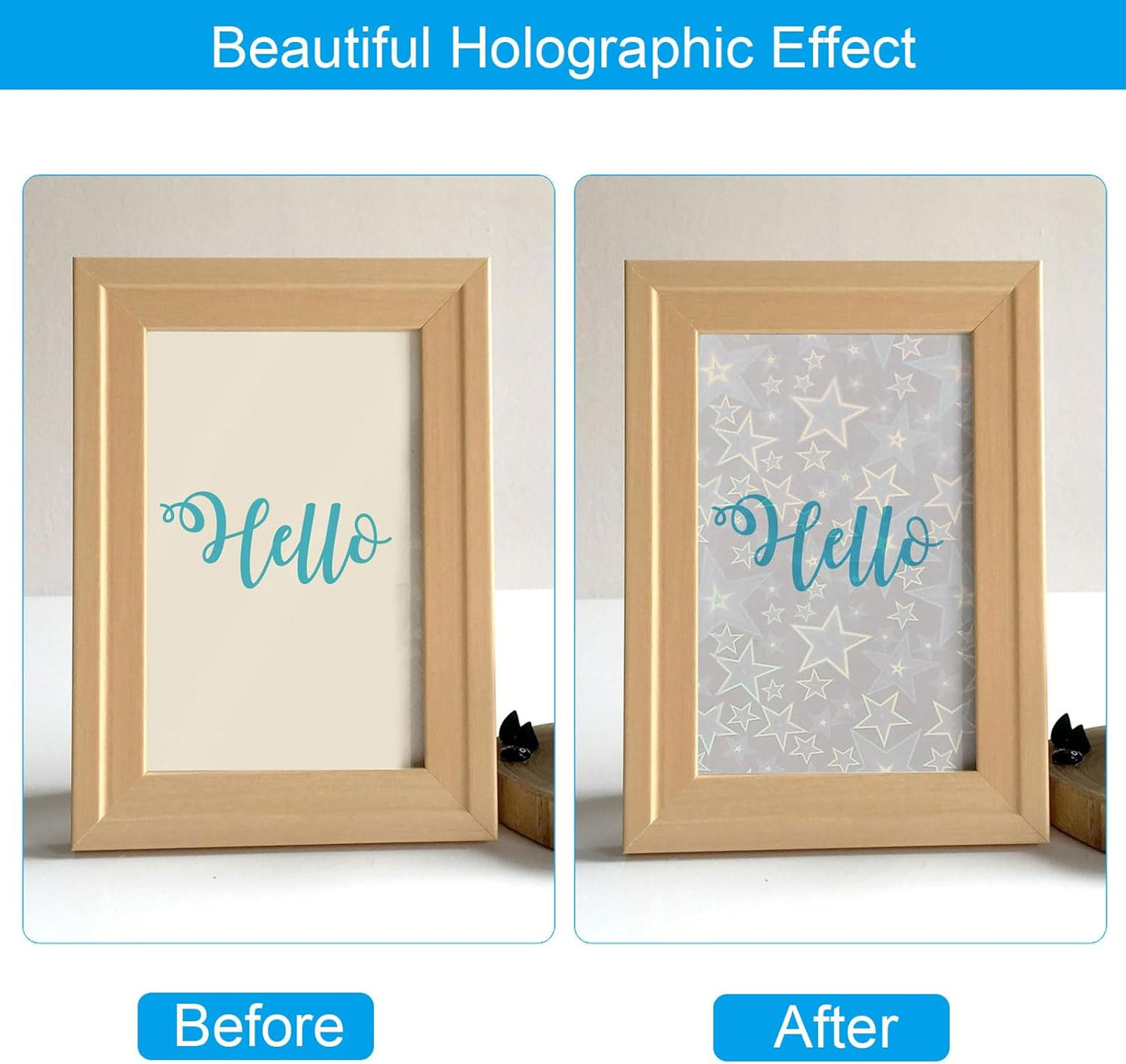 PATIKIL 11.7x8.3" Holographic Sticker Paper, 20Sheets A4 Polypropylene Self-Adhesive Transparent Waterproof Laminate Overlay Film for Photo Cards Scrapbook Decorations, Pentagram