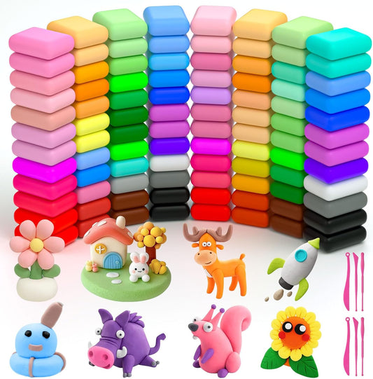 Ainiv Air Dry Clay Kit, 96 Colors DIY Model Magic Clay for Kids, Modeling Clay with 6 Sculpting Tools, Safe and Non-Toxic, Ultra Light Arts and Crafts Kits for Boys Girls, Best Gifts for Kids