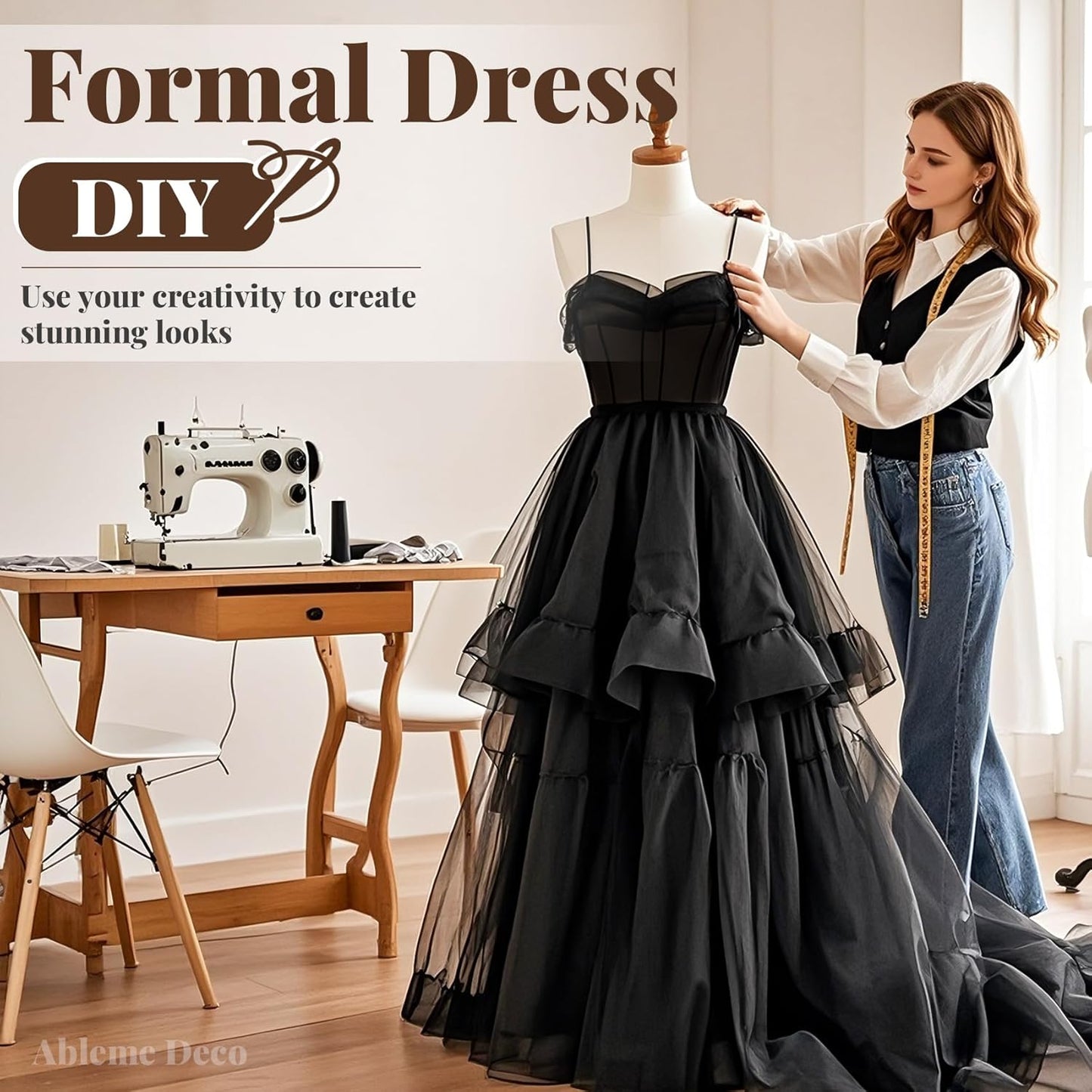 Sheer Fabric 60" x 1 Yards (3 ft) Organza Fabric by The Yard for DIY Wedding Decorations Craft Projects Party Backdrops Bows (Black)