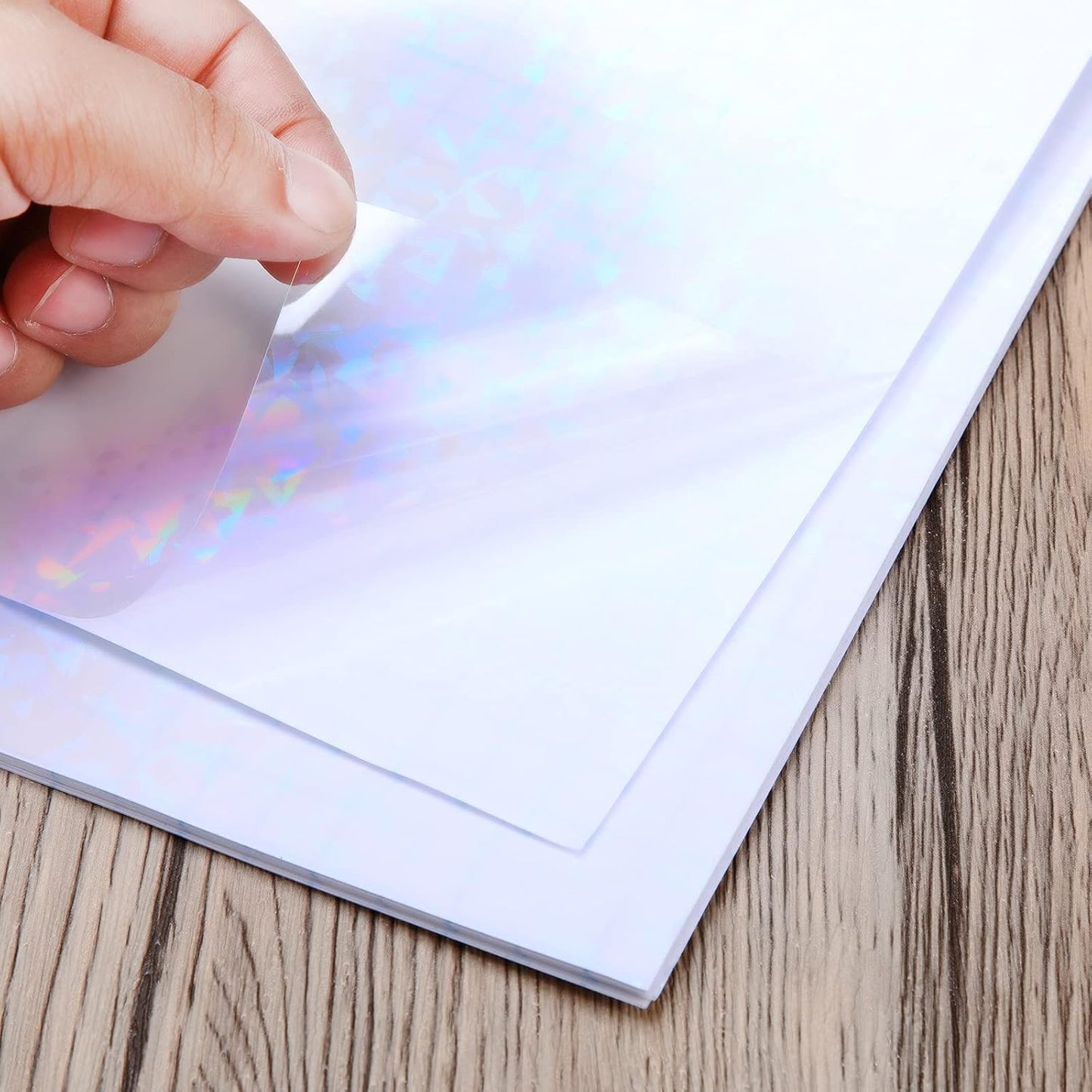 Outus 24 Sheets Holographic Sticker Paper Holographic Laminate Sheets Transparent Overlay Lamination Sticker Self Adhesive Vinyl Film A4 Size, 8.25 x 11.7 Inches(Gem Patterns)