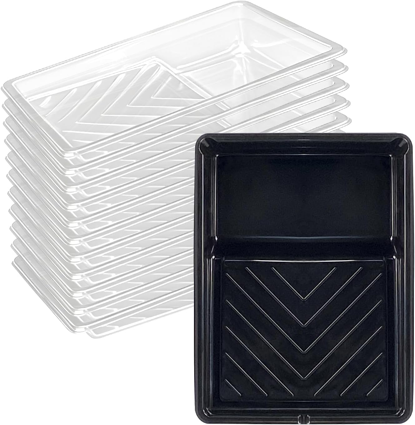Great Andrew 12 Pack Paint Tray Liners 7 Inch, 1 PC Sturdy Plastic Tray with 11 PCS Disposable Paint Tray Liners, Paint Roller Trays, Paint Pan Liners for DIY Painting Projects, Walls, Furniture