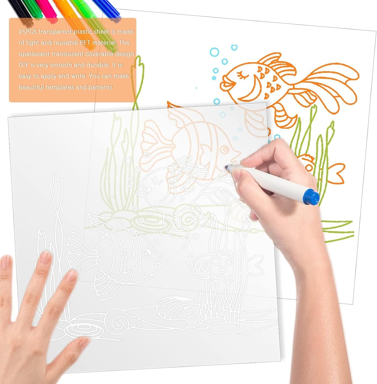 FSWCCK 25 Pcs 10mil 12 x 12 Inch Milky Translucent PET Blank Stencil Sheets, Mylar Sheets for Stencils, Template Plastic for Quilting Mylar Stencils, Laser Cutting, Gyro-Cut Tool Template Material