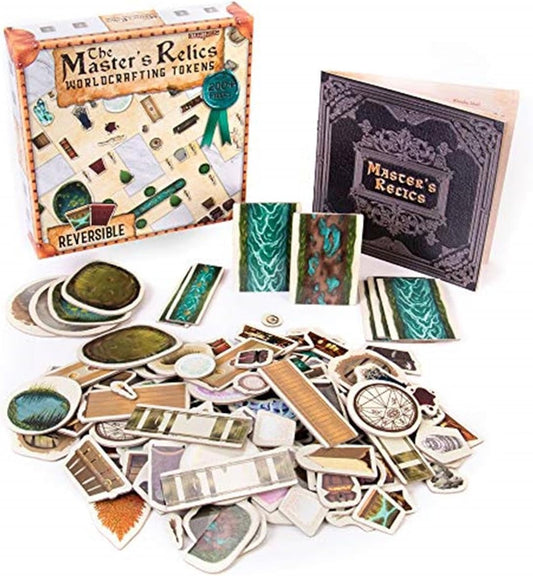 Master's Relics - RPG Item Token Accessory Set - 200+ Double-Sided Dry/Wet Erase Reversible Object Pawns for Fantasy Tabletop Roleplaying Game Terrain Tiles and Dungeon Battle Maps - D&D Compatible