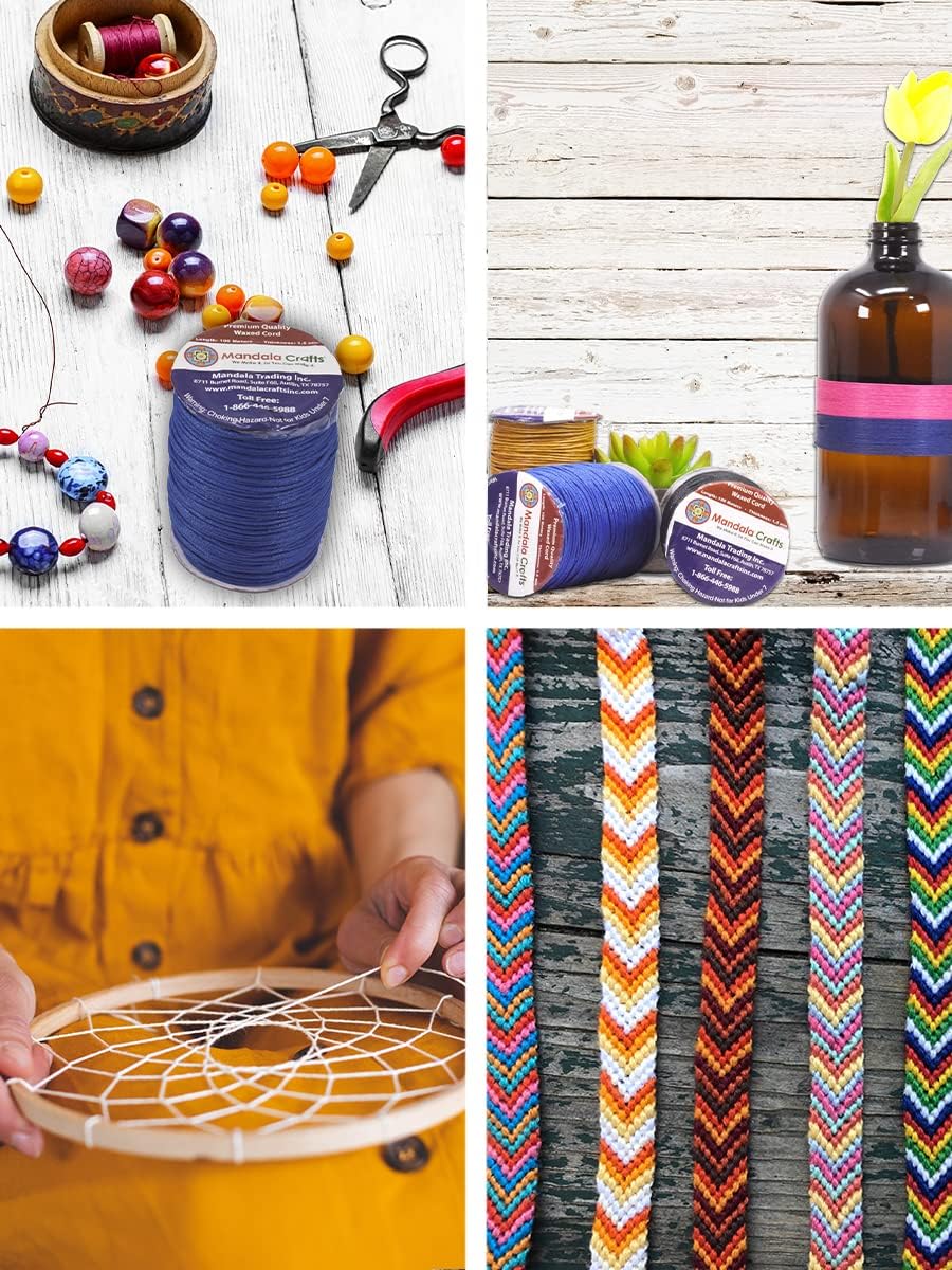 Mandala Crafts 1.5mm 165 Yards Assorted Cotton Waxed Cord for Jewelry Making Bracelet Cord Waxed String - Beading String Thread Jewelry Cords for Necklaces String